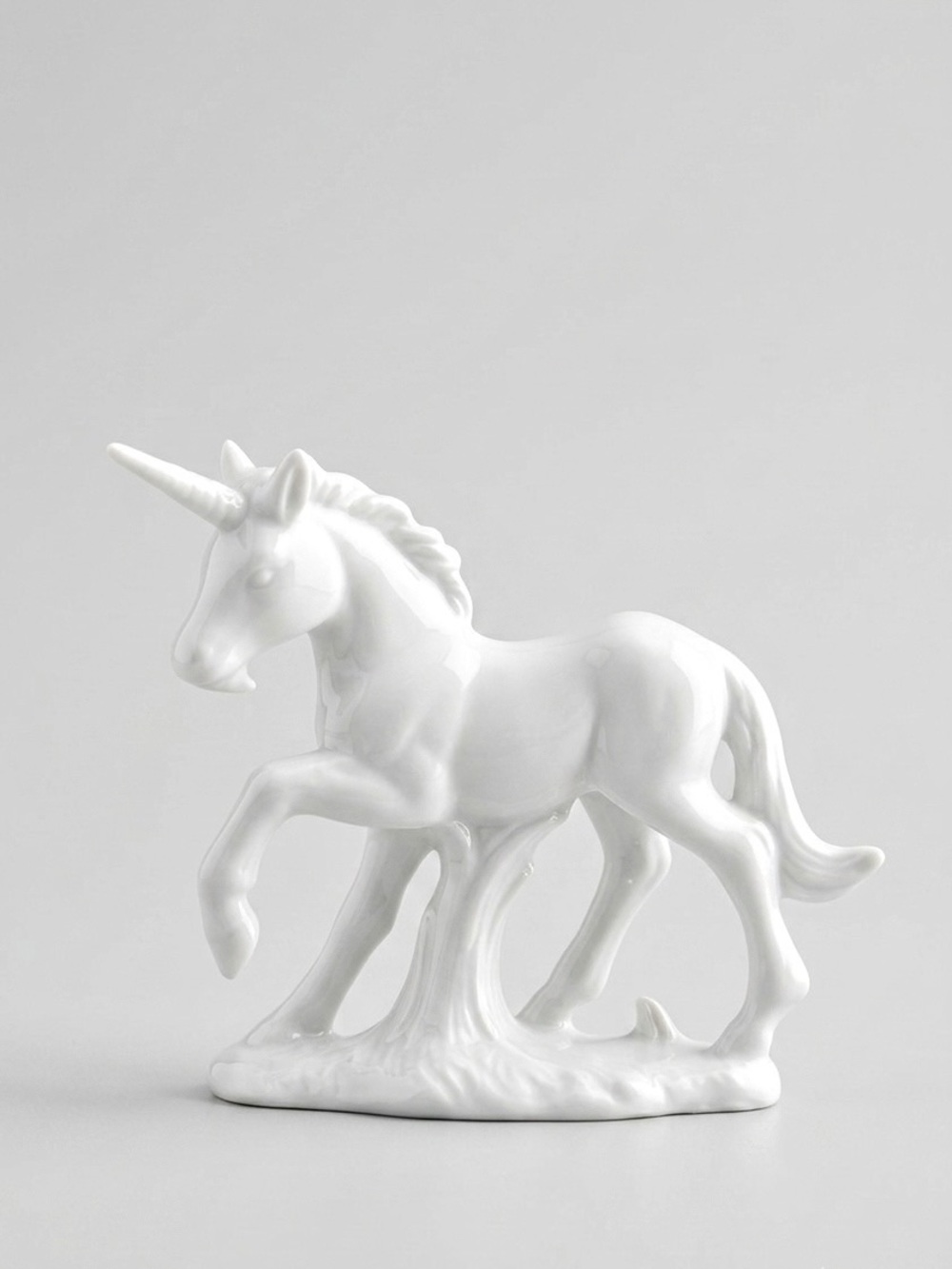 Vintage Asahi Japan White Porcelain Prancing Unicorn Figurine Fantasy Mythical